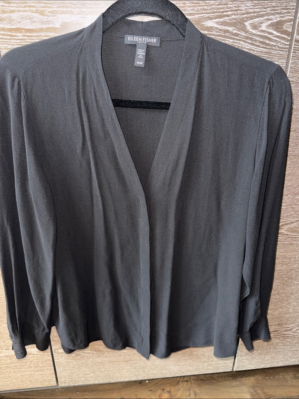 Eileen Fisher Charcoal Open-Front Draped Top